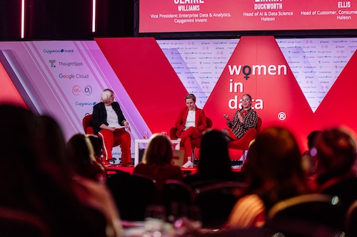 Panel speaking at Women in Data 2025